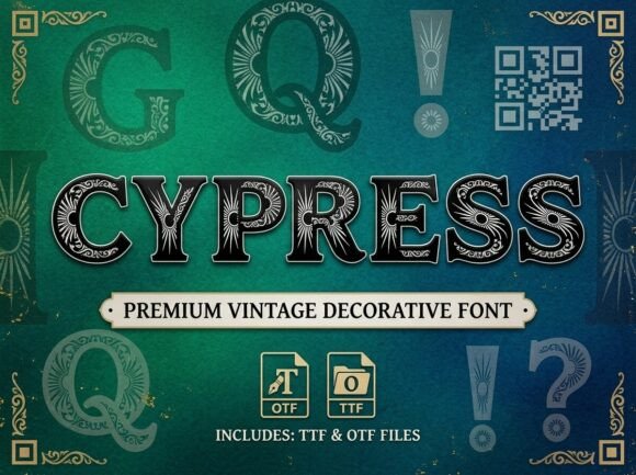 Cypress: A Vintage Decorative Font for Elite Layouts