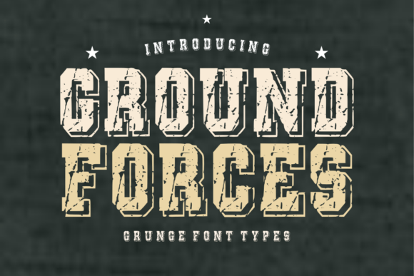 Ground Forces: A Bold, Distressed Military Varsity Font for Impactful Designs